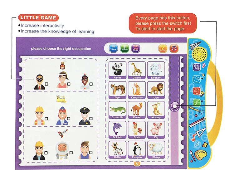 Interactive Children E Book - Musical English Educational Phonetic Learning E Book for Boys & Toddlers - Intelligence Book