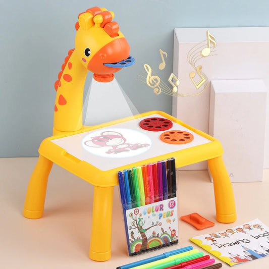 Children's led projector drawing table, Multifunctional toy painting desk, table educational learning toys for kids, Birthday Gift