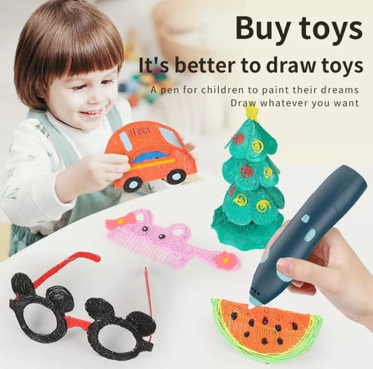 Fun & safe 3D printing pen for kids and beginners. USB powered with 3 PLA colors. Great for DIY projects, art, STEM learning & unique gifts.