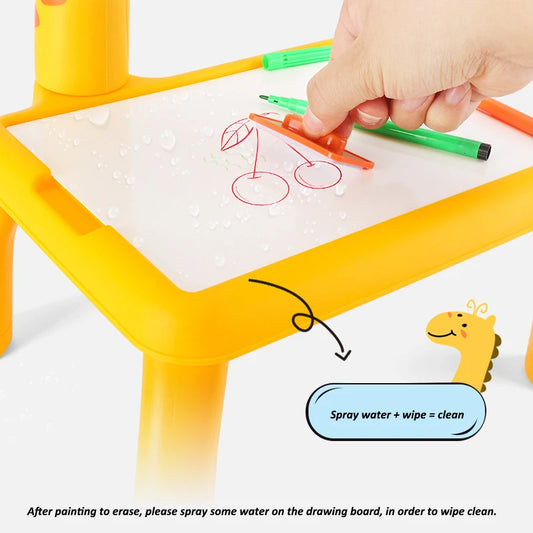 Children's led projector drawing table, Multifunctional toy painting desk, table educational learning toys for kids, Birthday Gift