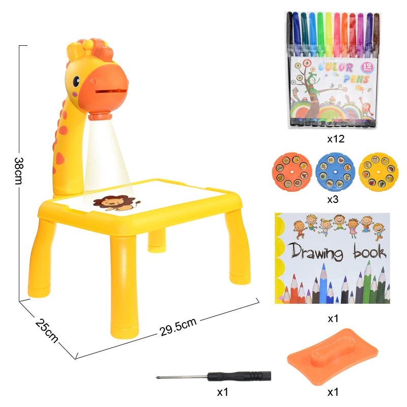 Children's led projector drawing table, Multifunctional toy painting desk, table educational learning toys for kids, Birthday Gift