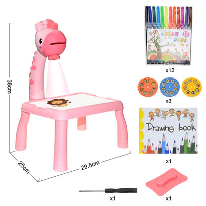 Children's led projector drawing table, Multifunctional toy painting desk, table educational learning toys for kids, Birthday Gift